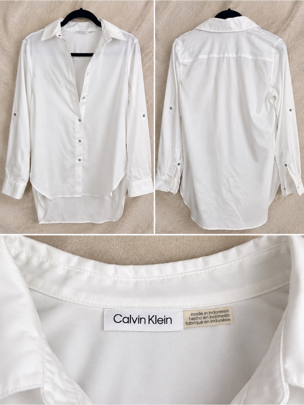 Calvin Klein White 100% Cotton Button-Up Shirt
